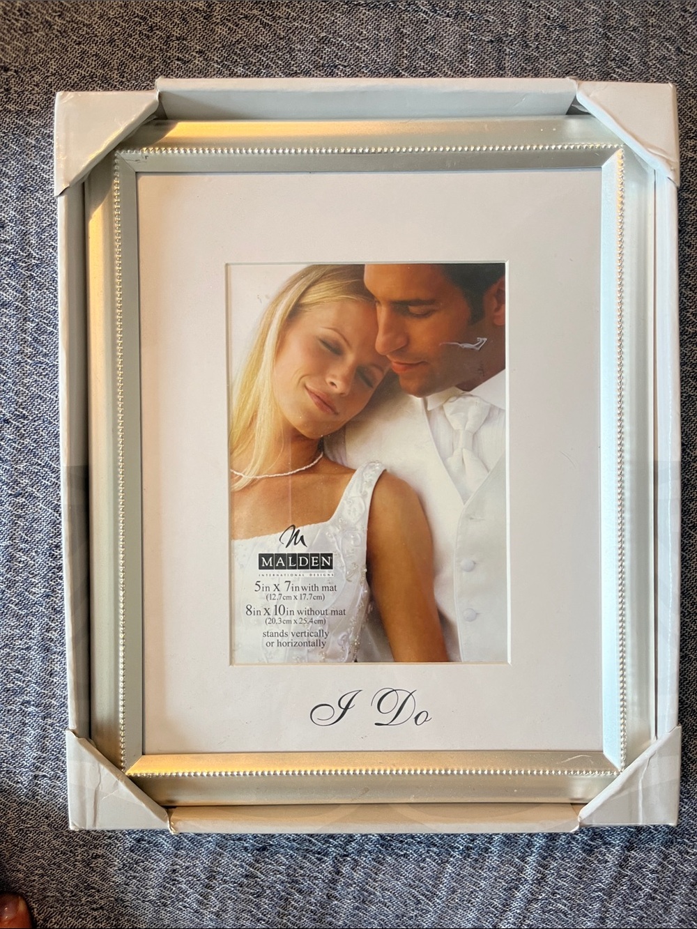 Malden Silver and White Beaded Wedding Photo Frame